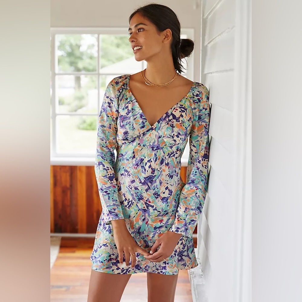 Anthropologie Silk Mini Dress Size Small
